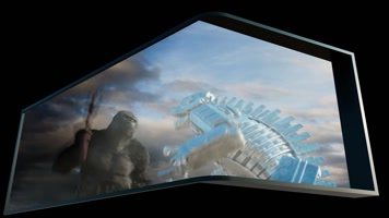 原创金刚大战机械哥斯拉裸眼3D折屏效果+展