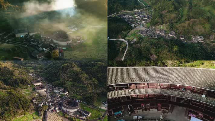 福建漳州土楼世界遗产建筑阳光丁达尔效应