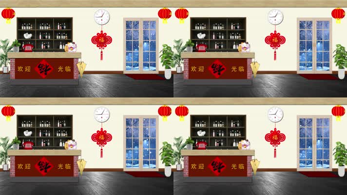 12-冬天雪天饭馆酒馆小品背景