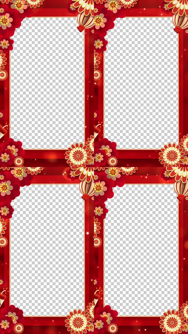 4K新年祝福边框 竖屏 带通道