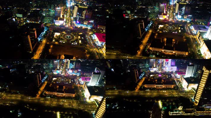 杭州浙江展览馆武林广场夜晚车流视频素材40