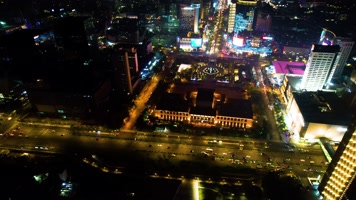 杭州浙江展览馆武林广场夜晚车流视频素材40