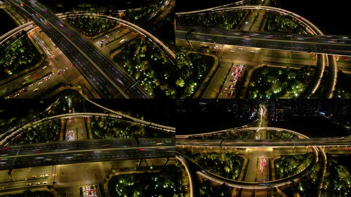 杭州萧山区市心路互通立交桥高架桥夜景延时9