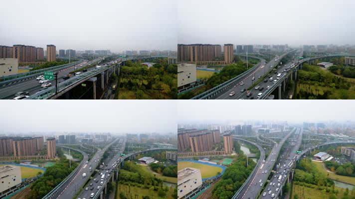 杭州上城区石德立交桥高架桥车流风景94