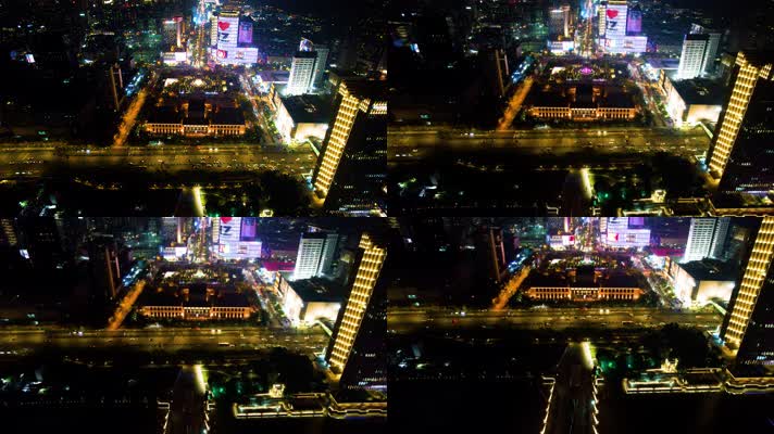 杭州浙江展览馆武林广场夜晚车流视频素材40