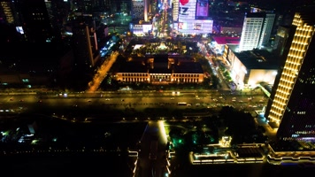 杭州浙江展览馆武林广场夜晚车流视频素材40