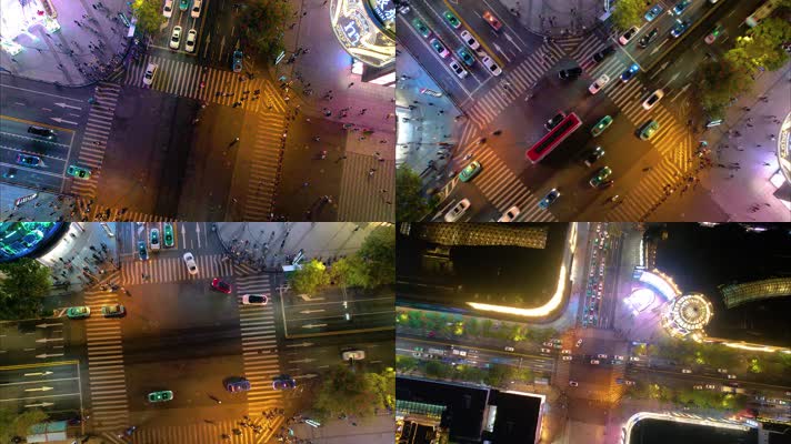 杭州西湖平海路步行街车流人流夜景延时40