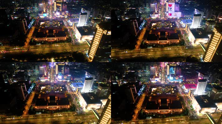 杭州浙江展览馆武林广场夜晚车流延时4