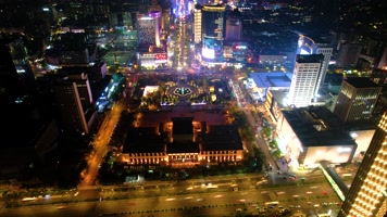 杭州浙江展览馆武林广场夜晚车流延时4