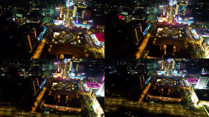 杭州浙江展览馆武林广场夜晚车流视频素材40