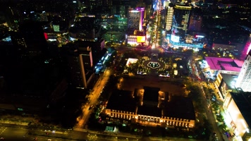 杭州浙江展览馆武林广场夜晚车流视频素材40