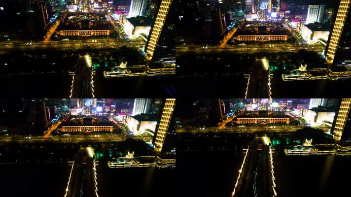 杭州浙江展览馆武林广场夜晚车流视频素材9