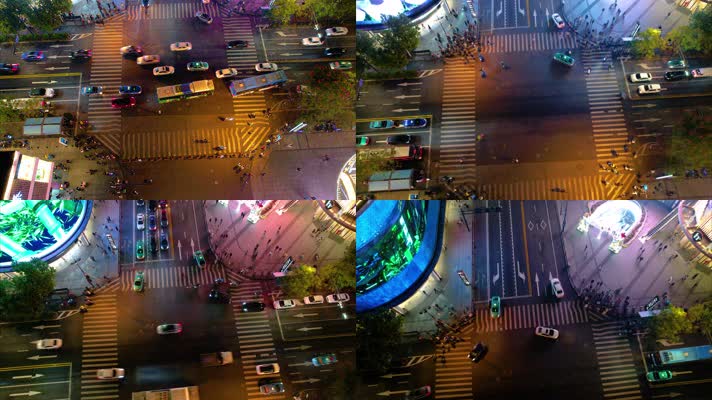 杭州西湖平海路步行街车流人流夜景延时44