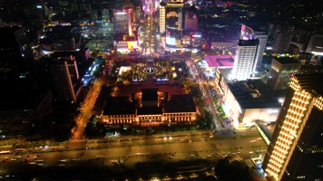 杭州浙江展览馆武林广场夜晚车流延时4