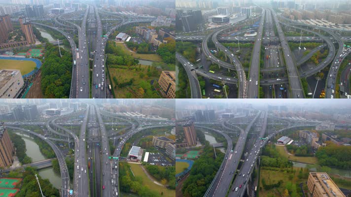 杭州上城区石德立交桥高架桥车流风景90