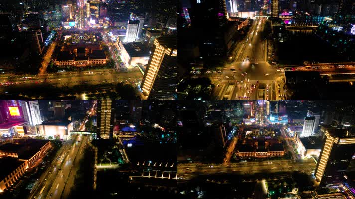 杭州浙江展览馆杭州大厦武林广场夜晚车流延时