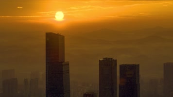 4K七倍延时航拍南宁东盟商务区晨光 4K七倍延时航拍南宁东盟商务区晨光