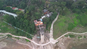 4K航拍重庆北碚嘉陵江岸人文景观