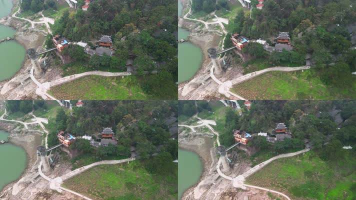 4K航拍重庆北碚嘉陵江岸人文景观