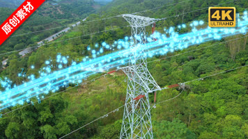 电塔 电网 科技光线合成