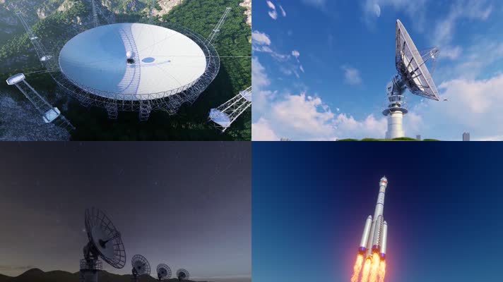 科技发展 天眼星空雷达卫星 3D火箭升空