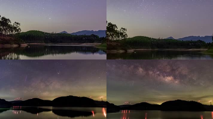4K延时拍摄南宁屯六水库银河星空