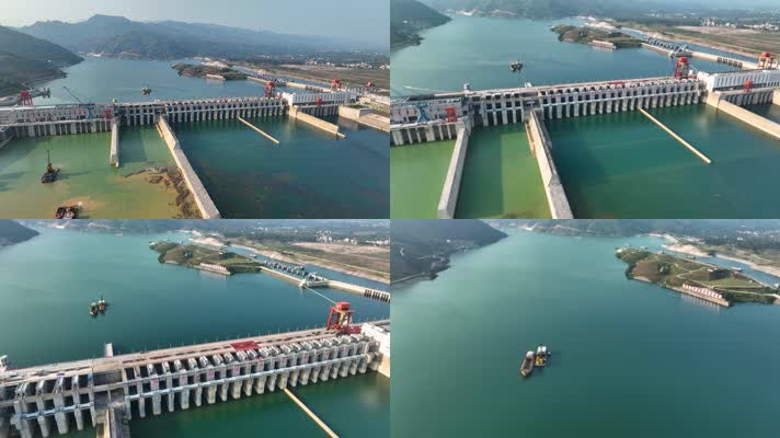 4K航拍桂平大藤峡水电站风光一镜到底