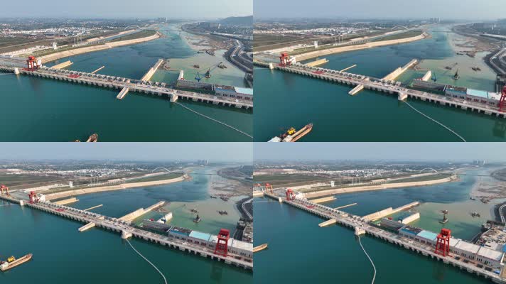 4K环绕航拍桂平大藤峡水电站一镜到底