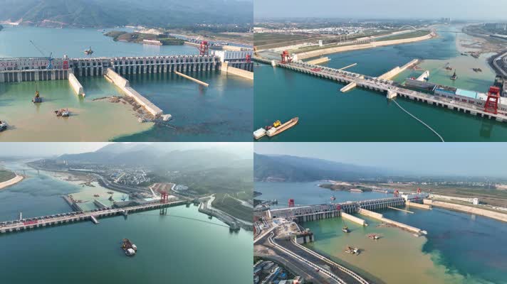 4K航拍桂平大藤峡水电站大坝风光