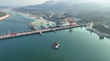 4K航拍桂平大藤峡水电站大坝风光