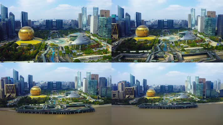 景观阳台_V1-0043钱塘江两岸的现代化城市风貌