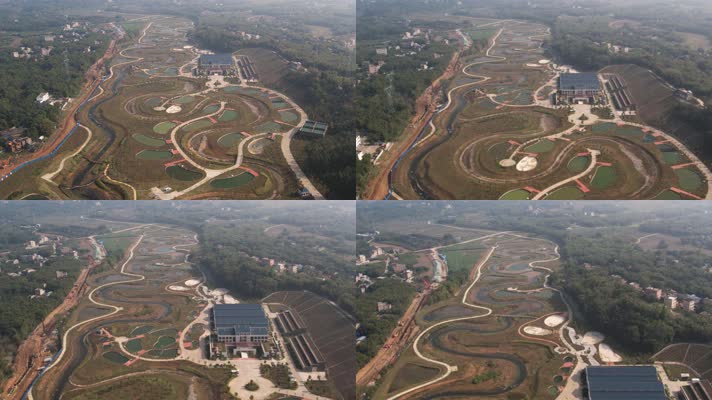 4K航拍桂平南木江沿岸一镜到底H