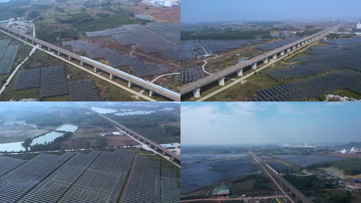 4K航拍桂平光伏动车驶过H