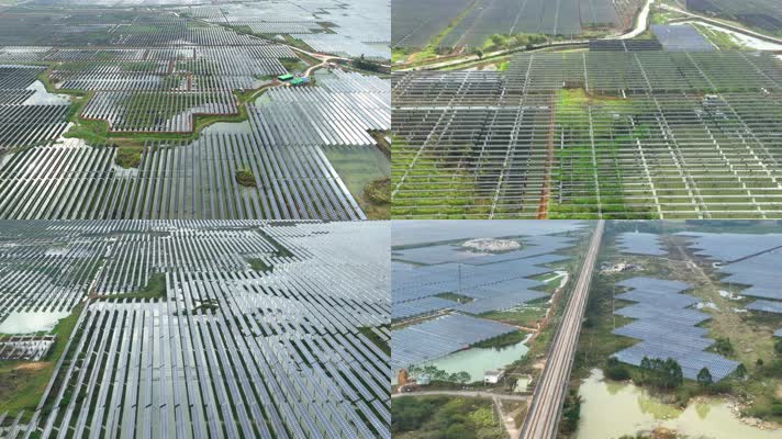 4K航拍桂平铁路光伏风光