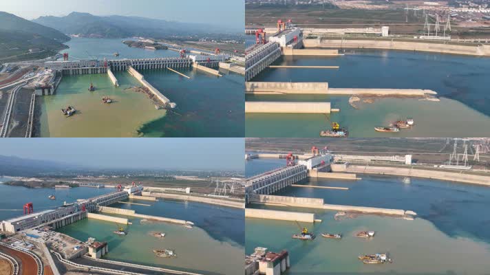 4K航拍桂平大藤峡水电站风光
