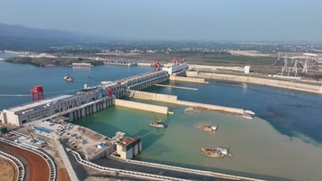 4K航拍桂平大藤峡水电站风光