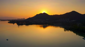 萧山_V1-0067湖泊映射的金色夕阳