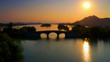 萧山_V1-0062湖泊映射的金色夕阳