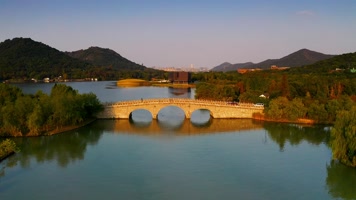 萧山_V1-0061湖泊映射的金色夕阳