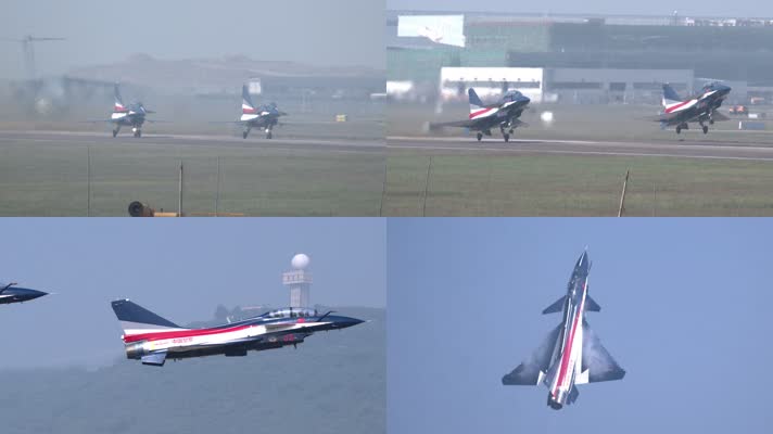 超稳定：中国航展八一表演队歼10战斗机起飞