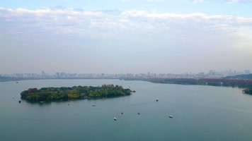 杭州西湖景区三潭印月小瀛洲风景航拍