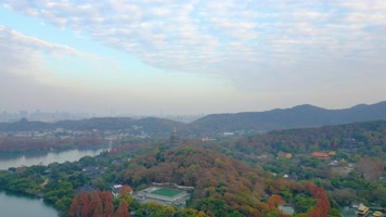 杭州西湖景区雷峰塔航拍
