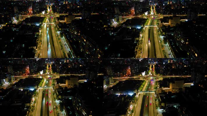 杭州西湖区西湖大道夜景车流延时摄影