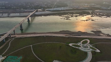 4K航拍桂平大藤峡晚霞风光