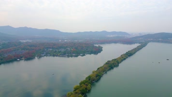 杭州西湖景区苏堤三潭印月小瀛洲航拍