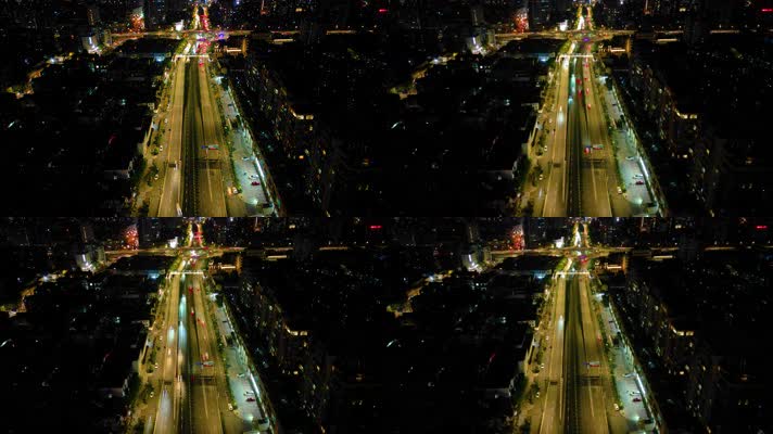 杭州西湖区西湖大道立交桥夜景车流延时摄影