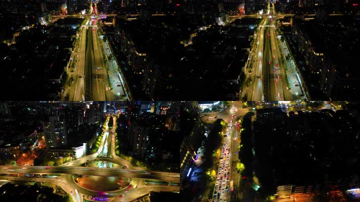 杭州西湖区西湖大道立交桥夜景车流延时摄影
