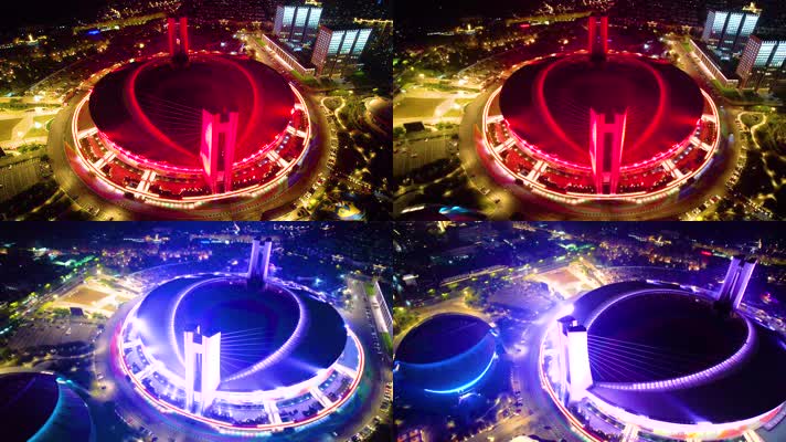 杭州黄龙体育中心体育场夜景