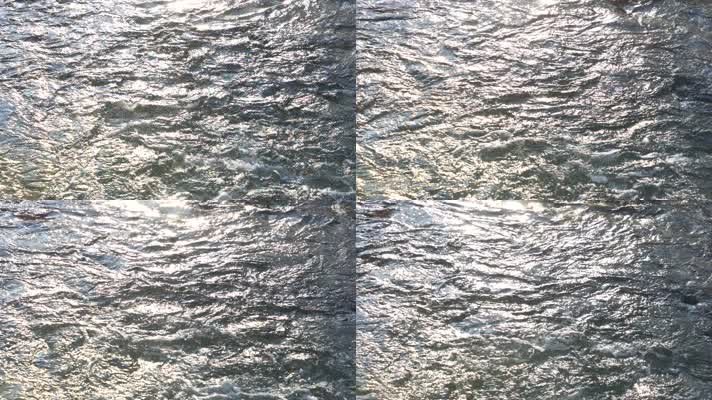 4K波光粼粼的水流-冬天河水解冻