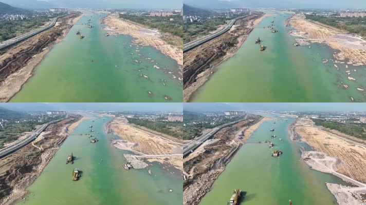 4K航拍桂平三江口风光一镜到底